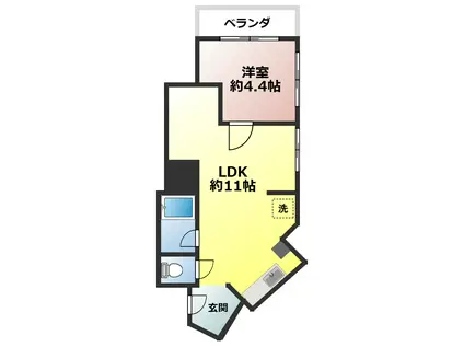 清和マンション(1LDK/2階)の間取り写真