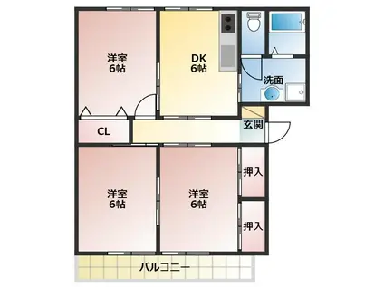 グランデージTOGA(3DK/2階)の間取り写真