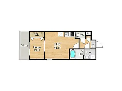 ジーメゾン和泉大宮リヴァージュ(1LDK/2階)の間取り写真