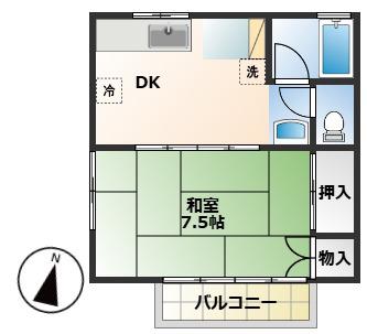 メゾンコジマ(1DK/2階)の間取り写真