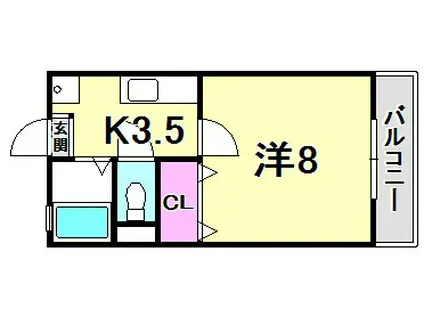 オークス大森(1K/1階)の間取り写真
