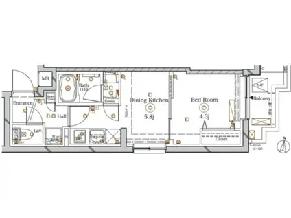 APPARENCE板橋本町(1DK/3階)の間取り写真