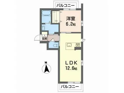 リーフガーデンI(1LDK/3階)の間取り写真