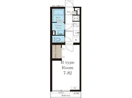 リブリ・ホルテンズィー(1K/3階)の間取り写真