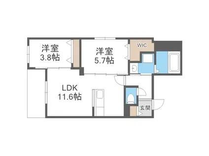シティノーブル栄通(2LDK/4階)の間取り写真