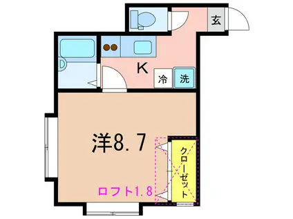 ハイツエルム(1K/2階)の間取り写真
