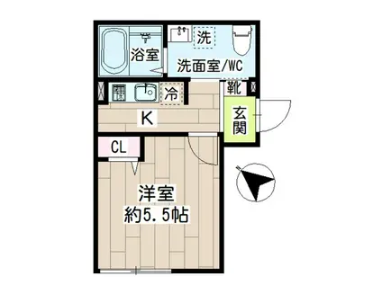 NERO南林間(1K/3階)の間取り写真