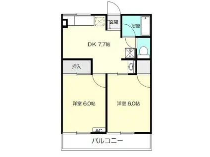 シティハイムセルティアA棟(2DK/1階)の間取り写真