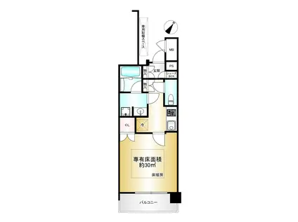 トア山手フラッツ(1K/12階)の間取り写真