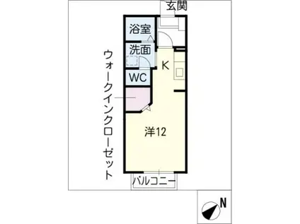 ルミエール泰山 B棟(1K/1階)の間取り写真