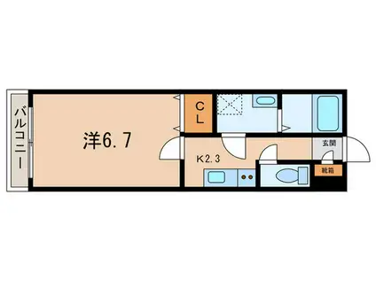 ソルディア垂水(1K/2階)の間取り写真