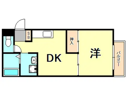 カルム須磨(1DK/2階)の間取り写真