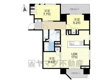 ブランシエラ宇都宮 悠久の杜(3LDK/11階)の間取り写真
