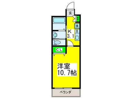 ディモア増田(1K/3階)の間取り写真