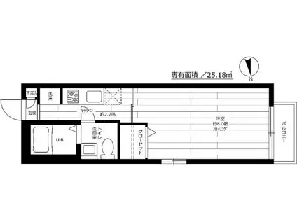 クラインブルーメII(1K/2階)の間取り写真