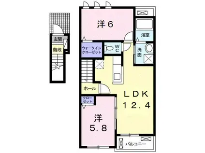 フォルトゥーナVI(2LDK/2階)の間取り写真