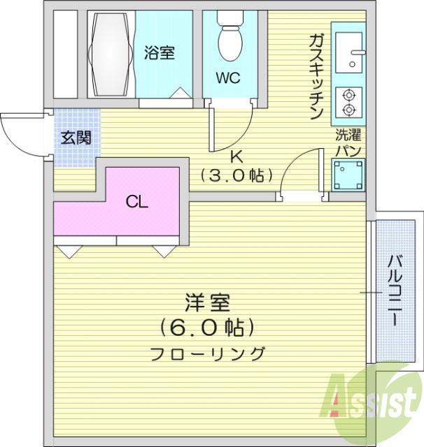 タウンハウスM(1K/1階)の間取り写真