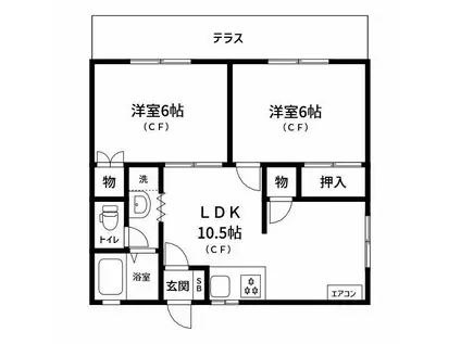グリーンビューハウス(2LDK/1階)の間取り写真
