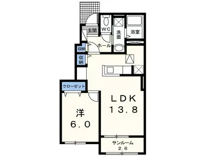 レスポール・コート(1LDK/1階)の間取り写真