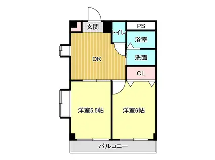 SKマンションA棟(2DK/2階)の間取り写真