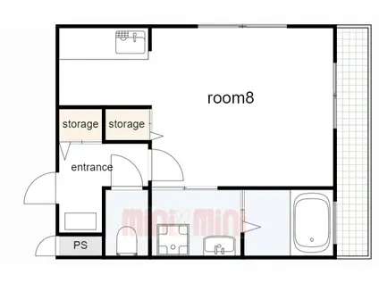 篠原伯母野山三丁目アパート(1K/1階)の間取り写真