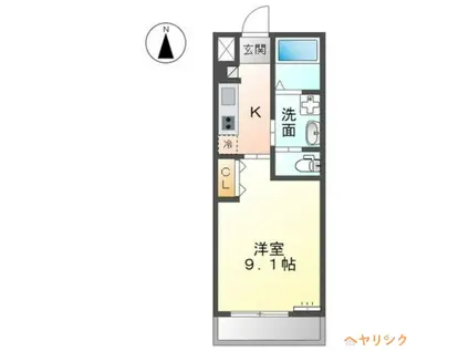 シエスタ(1K/2階)の間取り写真