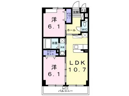 グラース尚(2LDK/3階)の間取り写真