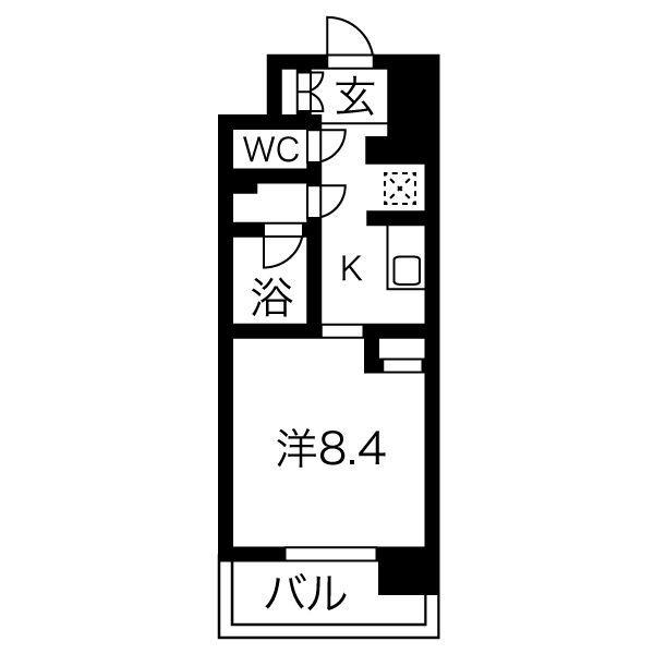 LA LUCE(ワンルーム/4階)の間取り写真