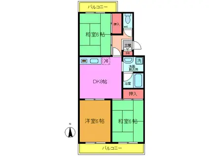 グランメール西船橋(3DK/4階)の間取り写真