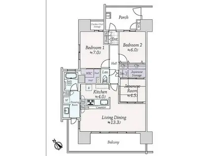 サーパス清水台グランゲート(3LDK/3階)の間取り写真