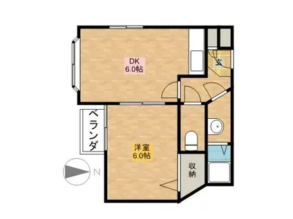 サンライズ柴田(1DK/4階)の間取り写真