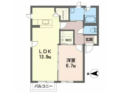 スカイラーク A(1LDK/1階)の間取り写真
