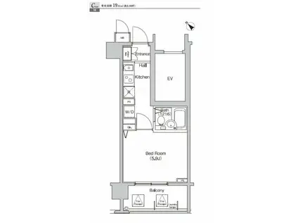 部屋番号503(1K/5階)の間取り写真