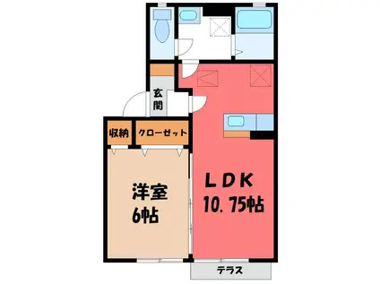 ボルテージ(1LDK/1階)の間取り写真