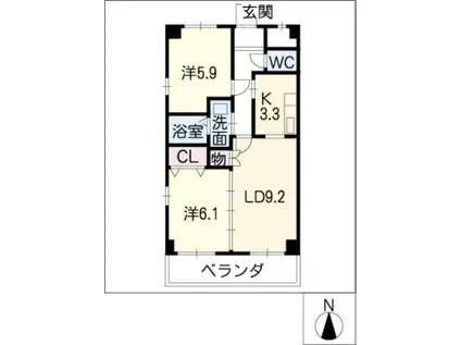 高野ビルサンフラット(2LDK/3階)の間取り写真