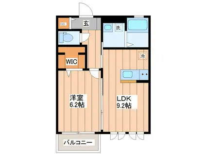 MAISON BLANCHELL(1LDK/2階)の間取り写真