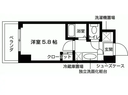 ウエリスアイビー門戸厄神(ワンルーム/3階)の間取り写真