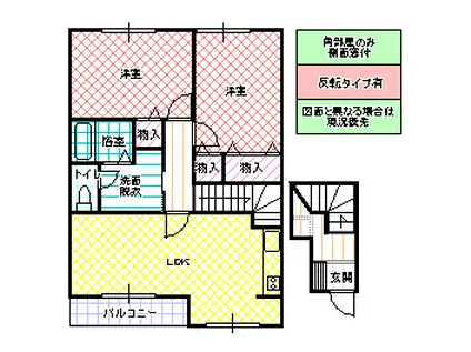 ボヌ-ル・ノワ(2LDK/2階)の間取り写真