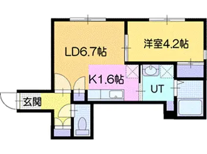 恵庭市住吉町2丁目AP(1LDK/2階)の間取り写真