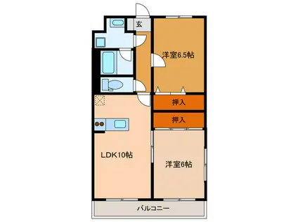 TIFFANY-NINE(2LDK/1階)の間取り写真