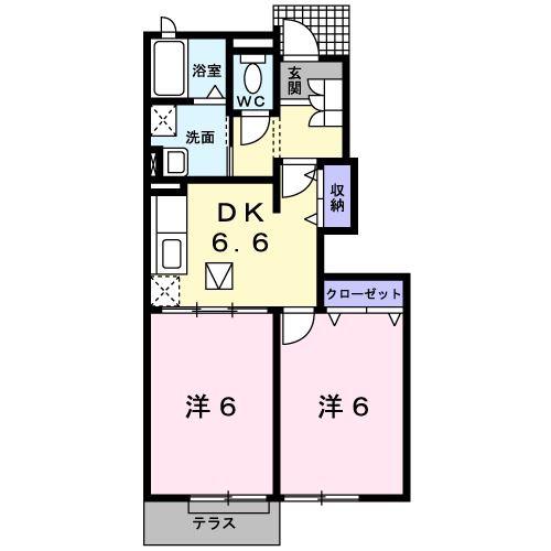 YSコート壱番館 I(2DK/1階)の間取り写真