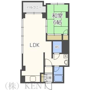 ドミ円山(1LDK/1階)の間取り写真