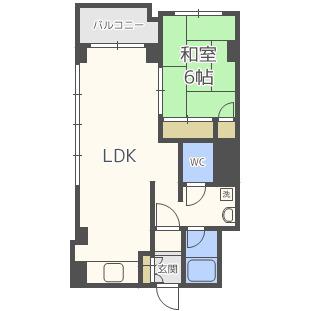 ドミ円山(1LDK/1階)の間取り写真