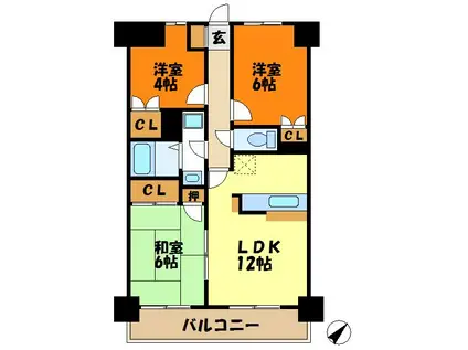 ソレイユ溝の口(3LDK/3階)の間取り写真