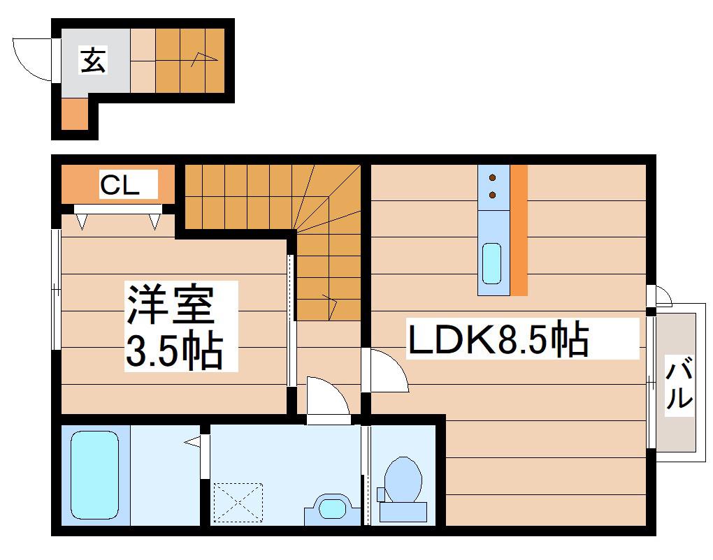 ファインヒルズII(1LDK/2階)の間取り写真