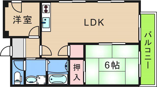 メゾン北加賀屋(2LDK/4階)の間取り写真