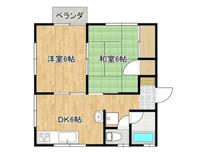 アドバンス(2DK/2階)の間取り写真