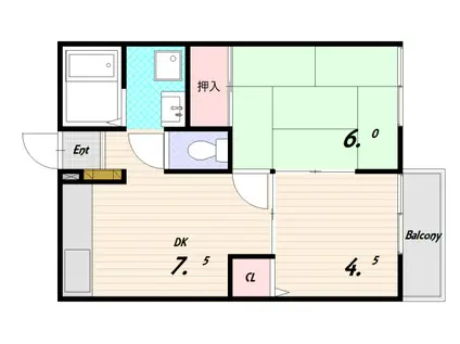 カルム須磨(2DK/2階)の間取り写真