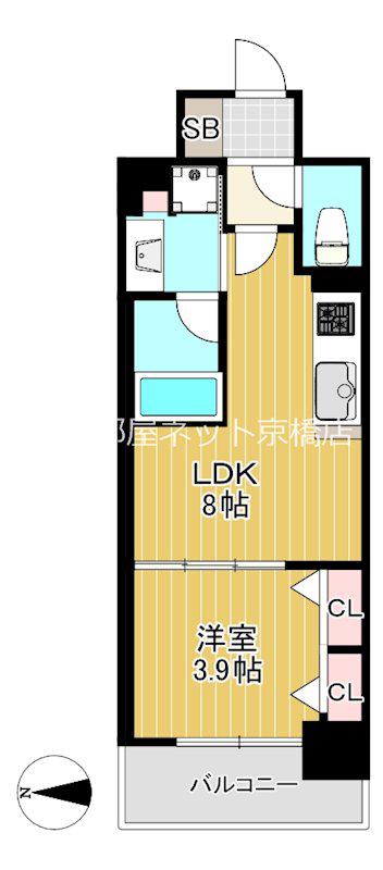 アーバネックス東梅田(1LDK/7階)の間取り写真