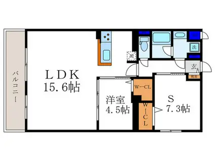 グランジェ リサーチパーク イースト(1SLDK/1階)の間取り写真